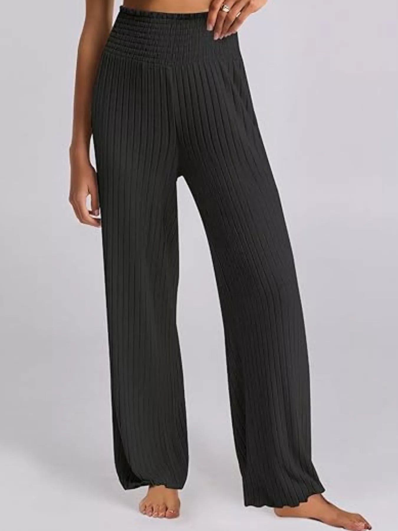 Relaxed Fit Ribbed Knit Top and Pants Set