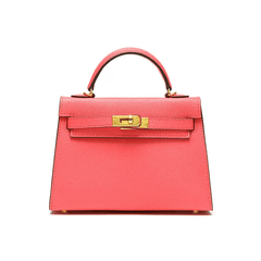 Renaissance Calf Leather Handbag with Hardware Fluorescent Pink / Large