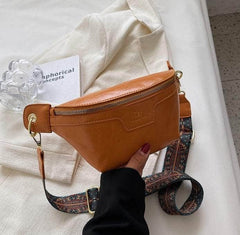 Retro Hip Bum Crossbody Leather Bag Saffron