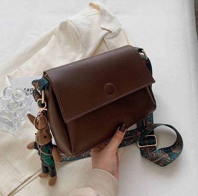 Retro Leather Flap Shoulder Bag Coffee