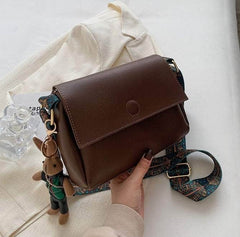 Retro Leather Flap Shoulder Bag Coffee