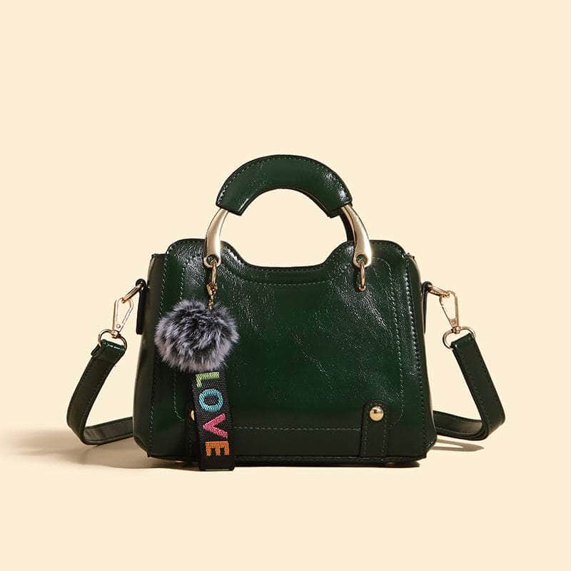 Retro One Shoulder Leather Handbag Green