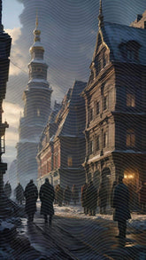 Retro Portrait of A Group Of People Standing in Front of a Building