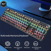 Retro Punk Gaming Mechanical Keyboard - USB Wired, LED, 23 RGB Backlit Modes, Green Axis, 104 Keys, Full Keypad for Computer Game