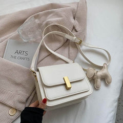 Retro Vegan Leather Crossbody Sling Bag Beige / Large