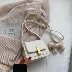 Retro Vegan Leather Crossbody Sling Bag Beige / Small