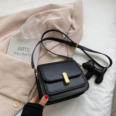 Retro Vegan Leather Crossbody Sling Bag Black / Large