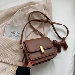 Retro Vegan Leather Crossbody Sling Bag Brown / Large