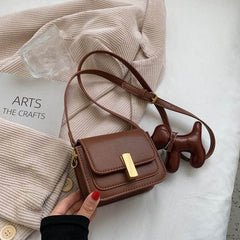 Retro Vegan Leather Crossbody Sling Bag Brown / Small
