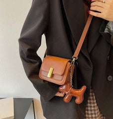 Retro Vegan Leather Crossbody Sling Bag Caramel / Small
