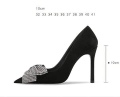 Rhinestone Bow Deco Pointy Toe Heels
