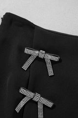 Rhinestone Bow Wrap High Waist Mini Skirt