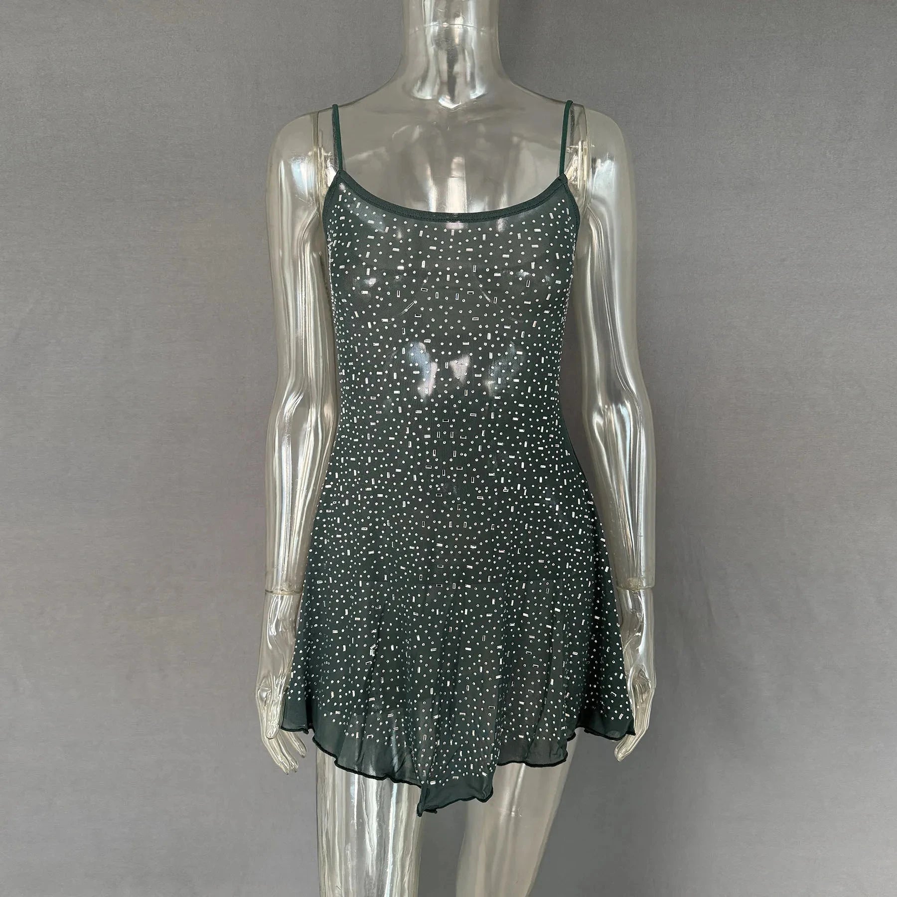Rhinestone Decor Mini Cami Dress