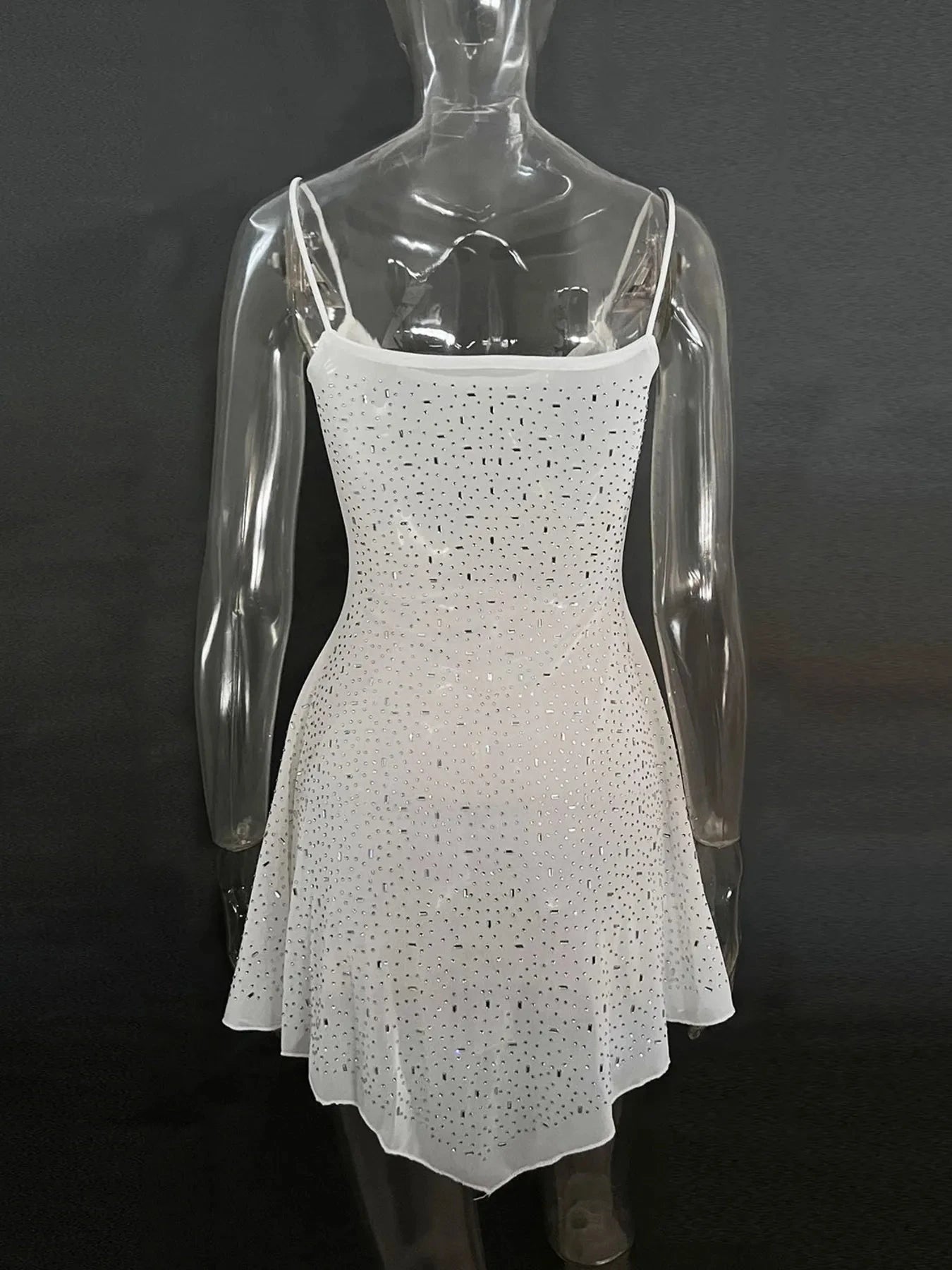 Rhinestone Decor Mini Cami Dress