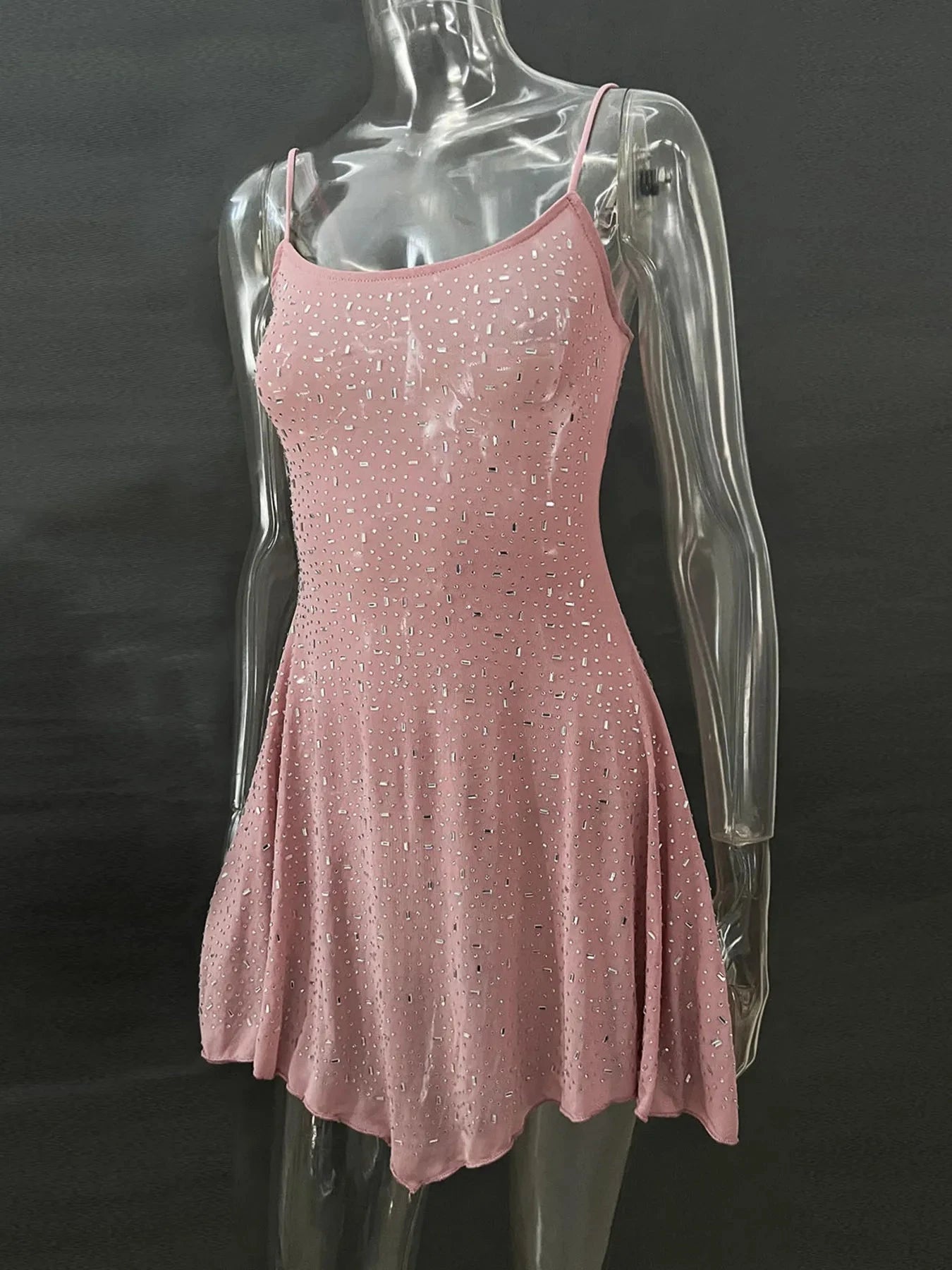 Rhinestone Decor Mini Cami Dress