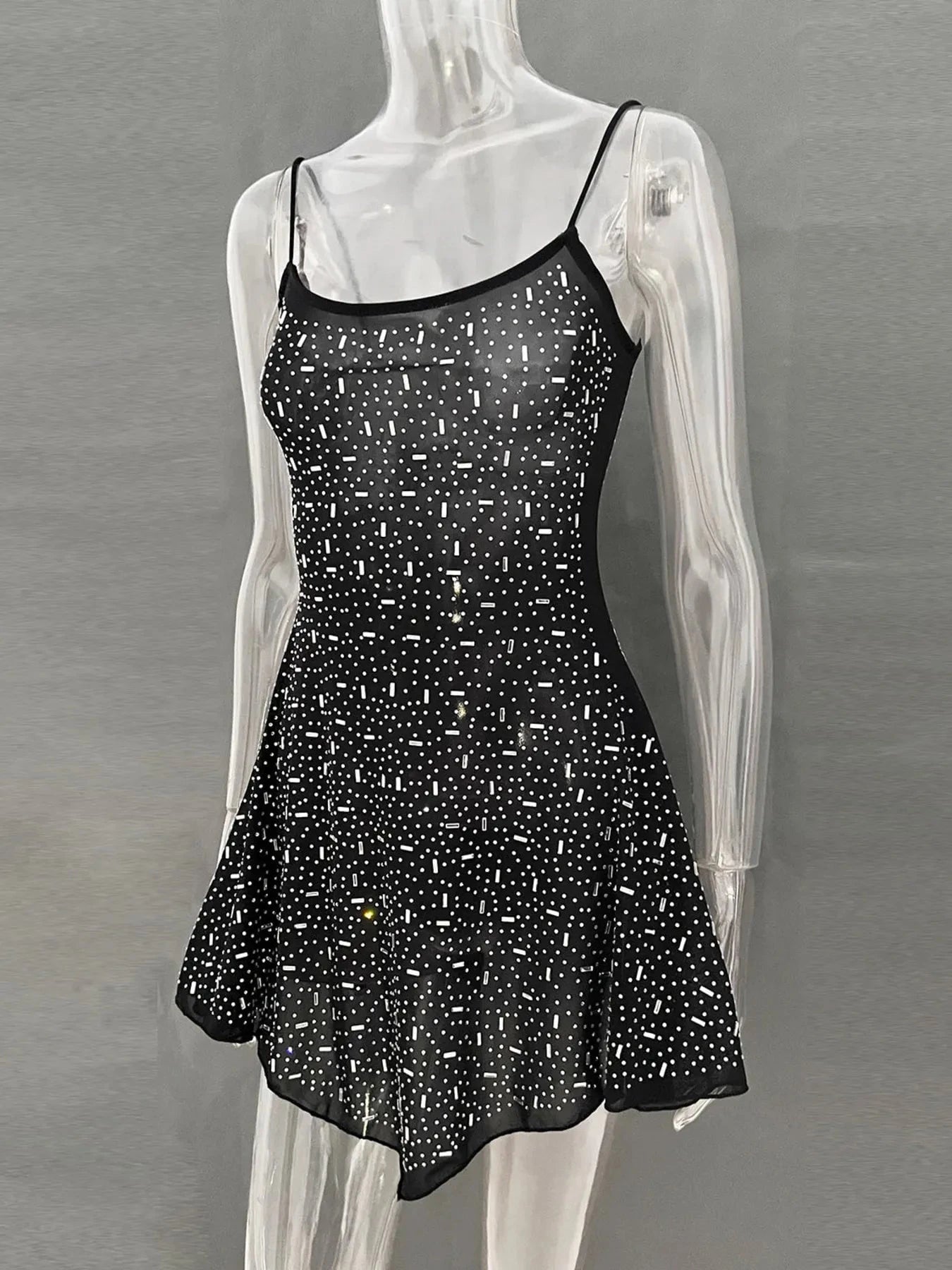 Rhinestone Decor Mini Cami Dress