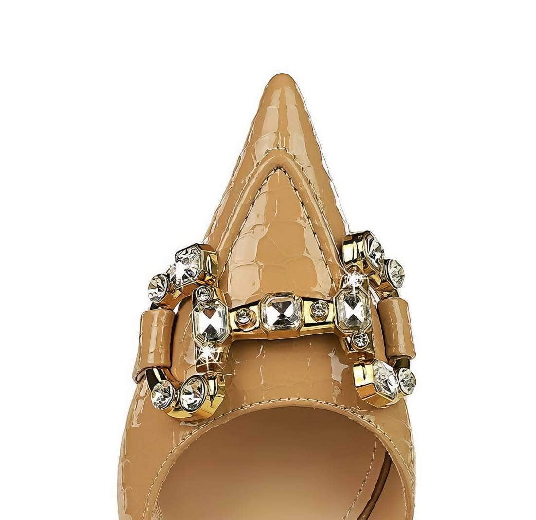 Rhinestone Decorated Croc Pump High Heels