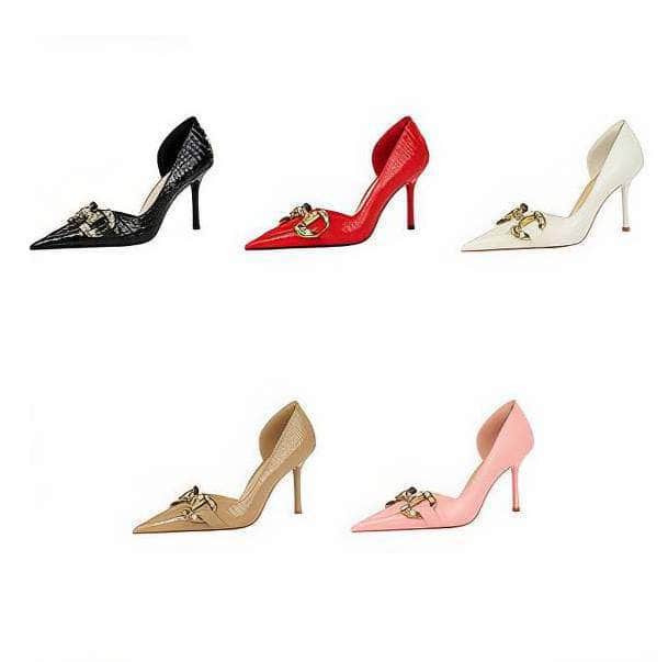 Rhinestone Decorated Croc Pump High Heels