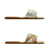 Rhinestone Embellished Sequin Slip On Flat Mules