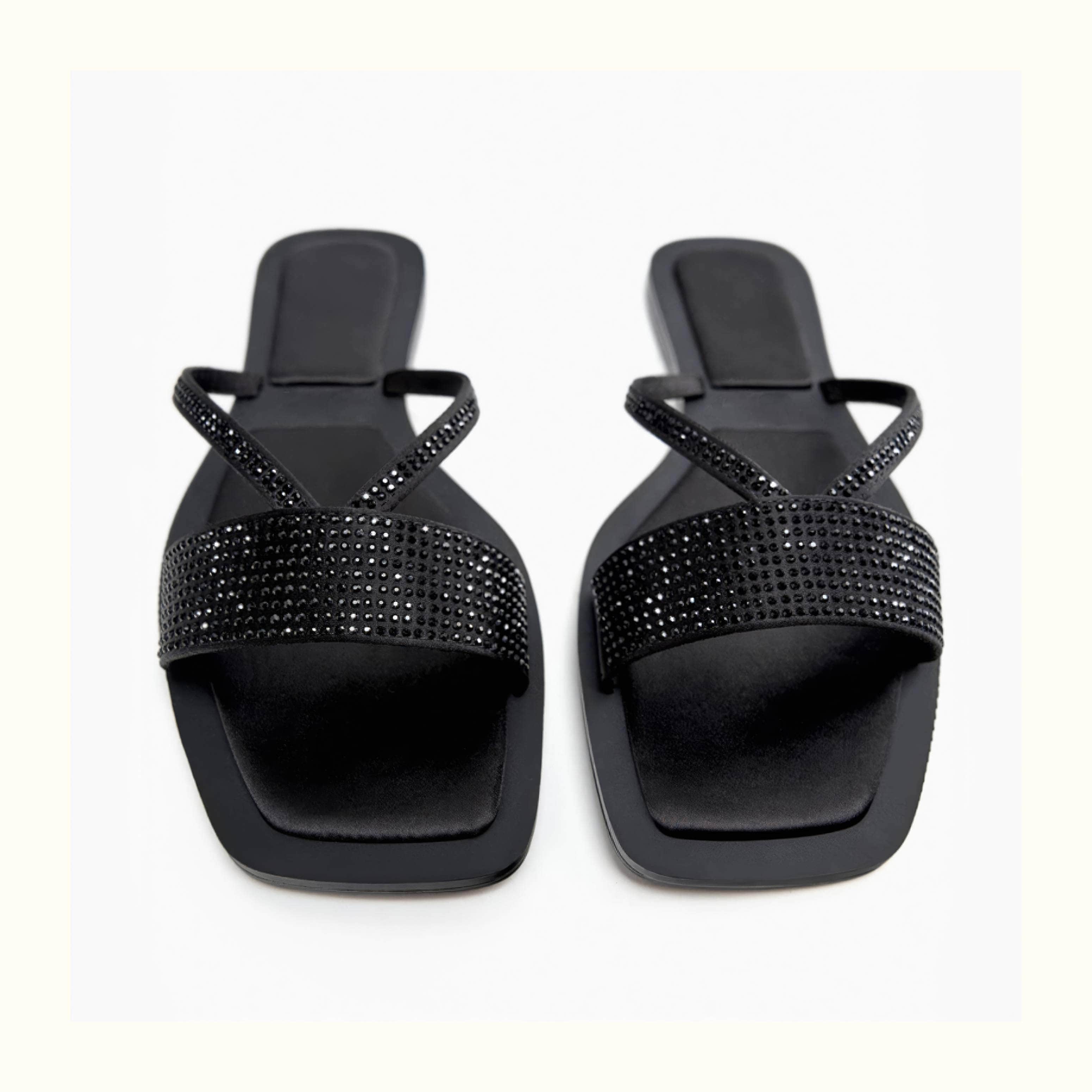 Rhinestone Embellished Slide In Slippers