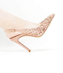 Rhinestone Hollow Slingback Heels Pumps