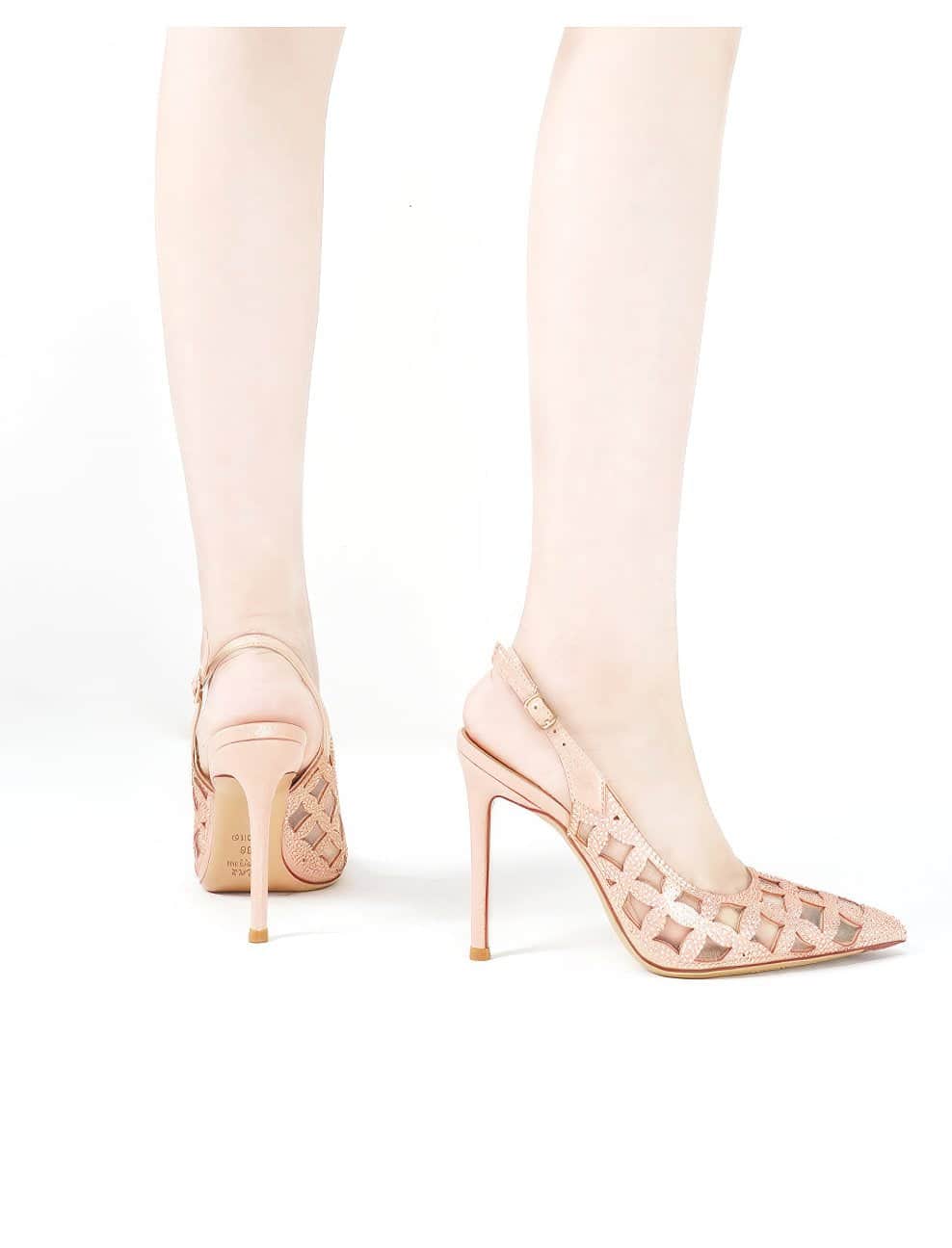 Rhinestone Hollow Slingback Heels Pumps