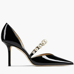 Rhinestone Pearl Detailed Ankle Strap Sandals EU 33 / Black / 6.5CM