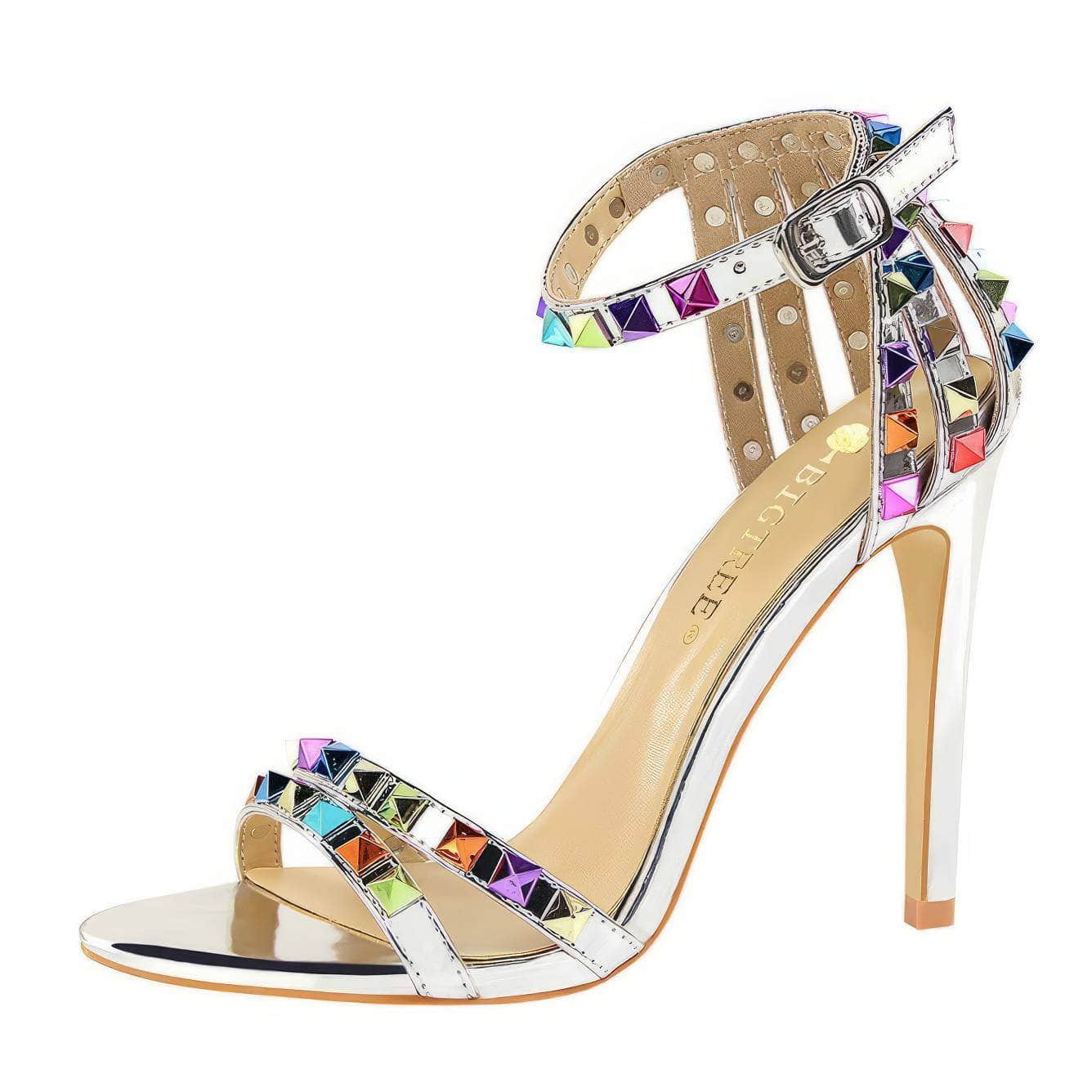 Rhinestone Rivet Studded High Heels Sandals