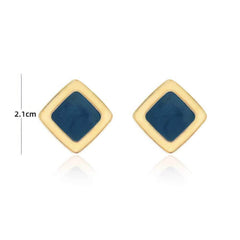 Rhombus Shaped Gold Studded Enamel Earrings