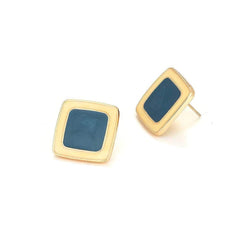 Rhombus Shaped Gold Studded Enamel Earrings