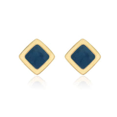 Rhombus Shaped Gold Studded Enamel Earrings Gold / Clip On