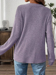 Ribbed Button Detail Long Sleeve T-Shirt