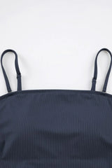 Ribbed Drawstring Sides Cutout One Piece Swimsuit