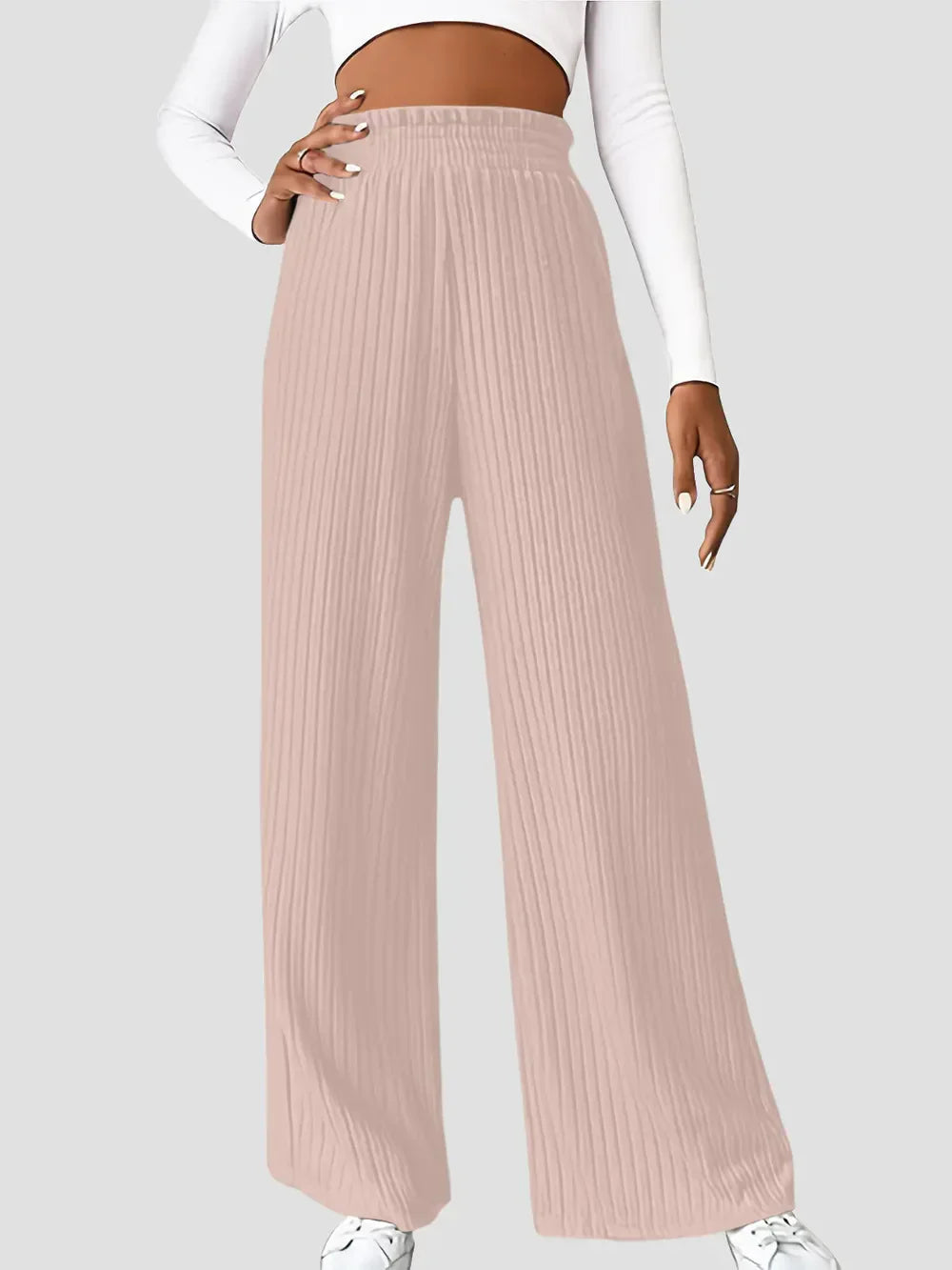 Ribbed High Waist Pants Watermelon pink / S