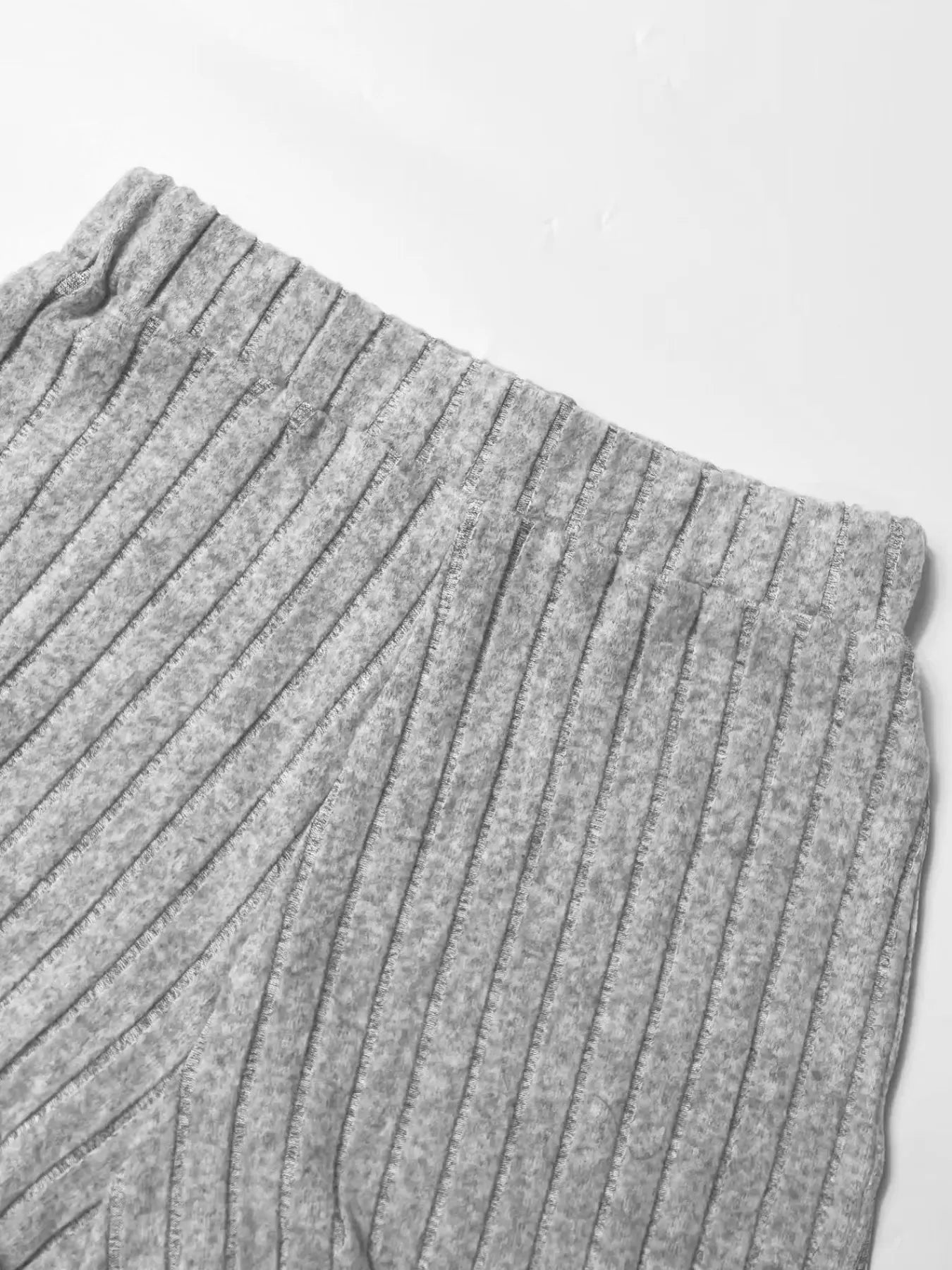 Ribbed Knit Crop Top and Wide Leg Pants Set