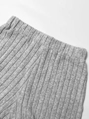 Ribbed Knit Crop Top and Wide Leg Pants Set