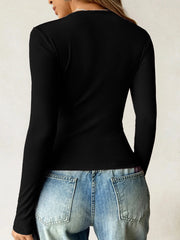 Ribbed Knit Long Sleeve T-Shirt