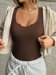 Ribbed Knit Long Sleeve T-Shirt Coffee Brown / S