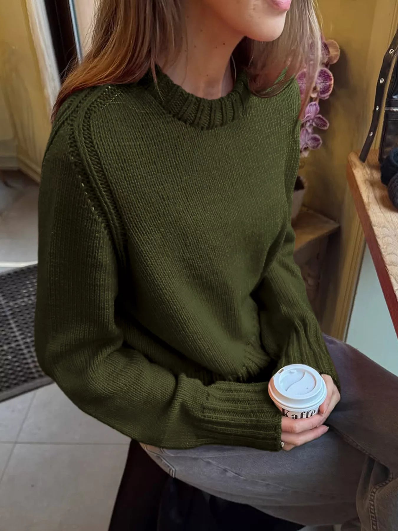 Ribbed Round Neck Sweater
