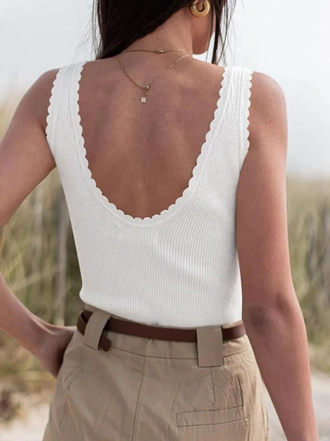 Ribbed Scoop Neck Tank Top