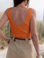 Ribbed Scoop Neck Tank Top