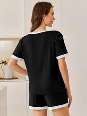 Ribbed Short Sleeve Top and Shorts Set