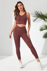Ribbed Tank and Active Leggings Set Chestnut / M