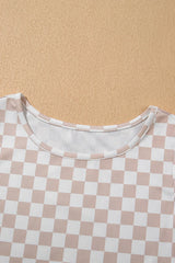 Ribbed Texture Checkered Print Tank and Pants Set