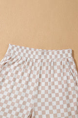 Ribbed Texture Checkered Print Tank and Pants Set