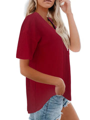 Ribbed V-Neck Oversized T-Shirt
