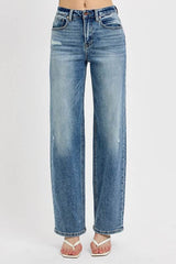 RISEN Full Size Distressed Wide Leg Jeans Plus Size Medium / 0(24)