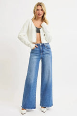 RISEN Full Size High Rise Wide Leg Jeans Plus Size MEDIUM / 0