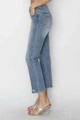 RISEN Full Size High Waist Distressed Cropped Jeans