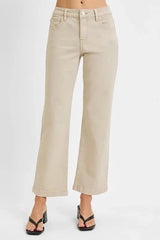RISEN Full Size Tummy Control Mid Rise Ankle Straight Jeans Plus Size
